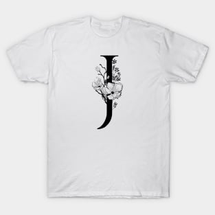 Letter J Monogram - Floral Initial T-Shirt